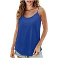 thumbnail image 1 of VEKDONE Womens Spaghetti Straps Tank Tops Summer Sleeveless Crew Neck Cami Solid Color Loose Fit Flowy Pullover Tanks Casual Lightweight Breathable Beach Vest Blue M, 1 of 7