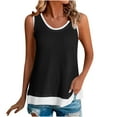 thumbnail image 1 of VEKDONE Womens Summer Fake 2 Piece Tank Tops Sleeveless Patchwork Waffle Tanks Casual Loose Fit Crewneck Pullover Vests Black Large, 1 of 6
