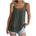 thumbnail image 1 of VEKDONE Womens Summer Linen Tank Tops Loose Fit Layered Pleated Tunics Sleeveless Scoop Neck Swing Beach Tanks Solid Color Lightweight Pullover Vest Gray L, 1 of 8
