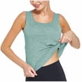thumbnail image 1 of VEKDONE Womens Summer Sleeveless Tank Tops Solid Color Square Neck Workout Undershirt Casual Loose Curved Hem Seamless Tanks Outdoor Athletic Vest Green S, 1 of 6