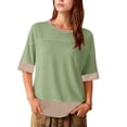 thumbnail image 1 of VEKDONE Womens Summer Tops Oversized Short Sleeve T Shirts Solid Color Crewneck Basic Tees Casual Loose Fit Lightweight Blouses Green M, 1 of 9