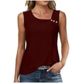 thumbnail image 1 of VEKDONE Womens Tank Tops Eyelet Embroidery Sleeveless Loose Fit Tanks Summer Trendy Asymmetric V Neck Y2K Vests Dressy Solid Color Tunic Tops Wine L, 1 of 8