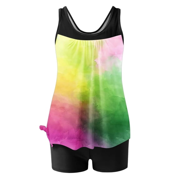 VEKDONE Womens Tankini Swimsuits with Boy Shorts Two Piece Bathing Suits Tummy Control Swimwear Print Tankinis Swimsuit Athletic Set E Multicolor S