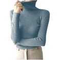 thumbnail image 1 of VEKDONE Womens Turtleneck Sweaters Casual Soft Knit Jumper Casual Stretch Slim Fit Pullover Tops Solid Color Lightweight Undershirt Sweater, 1 of 5