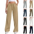 thumbnail image 1 of VEKDONE Womens Wide Leg Sweatpants Fall Winter Thin Fleece Lined Baggy Lounge Pants Fashion Solid Color Drawstring Straight Trousers with Pockets, 1 of 4