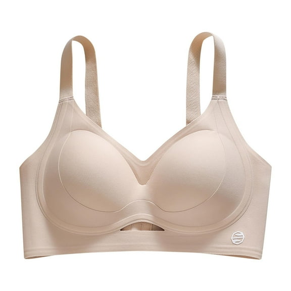 VEKDONE Womens Wireless Bra No Underwire Push Up Seamless Bras Full Coverage Comfortable Bras Soft Lightweight Padded Everyday Bra Beige Size XL