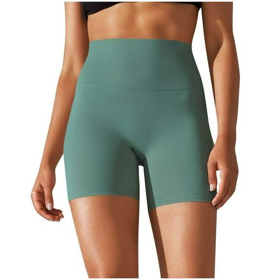 VEKDONE Yoga Shorts for Women High Waist Workout Running Athletic Shorts Stretchy Tummy Control Quick Dry Gym Shorts Army Green L
