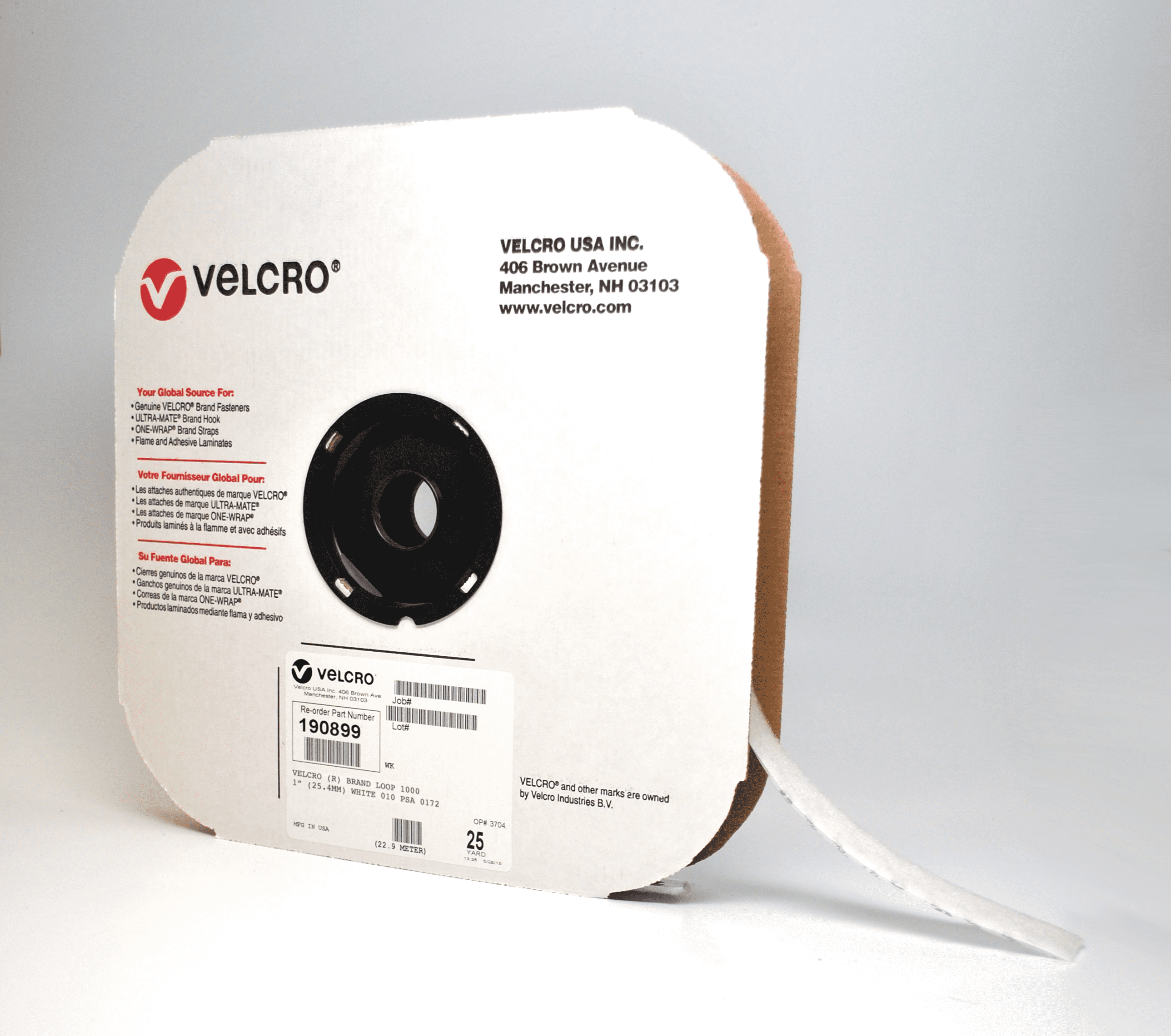 VELCRO® 1" x 75'  Brand White Hook Fastener w/ Acrylic  Adhesive Backing 1 Roll