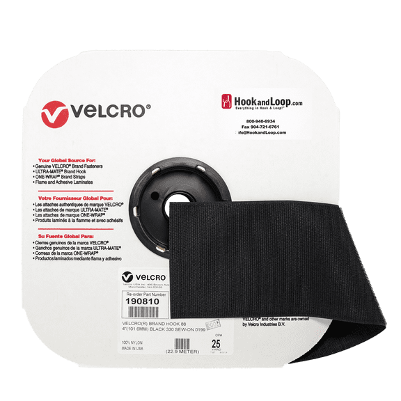 VELCRO® Brand - 4" Black Hook Sew-On