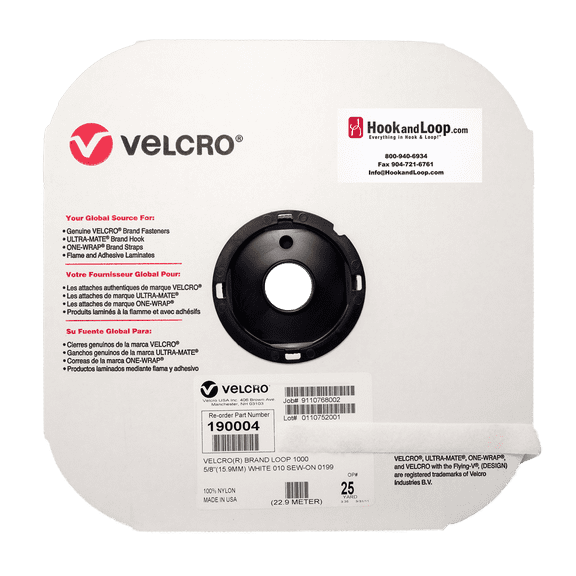 VELCRO® Brand - 5/8" White Loop Sew-On