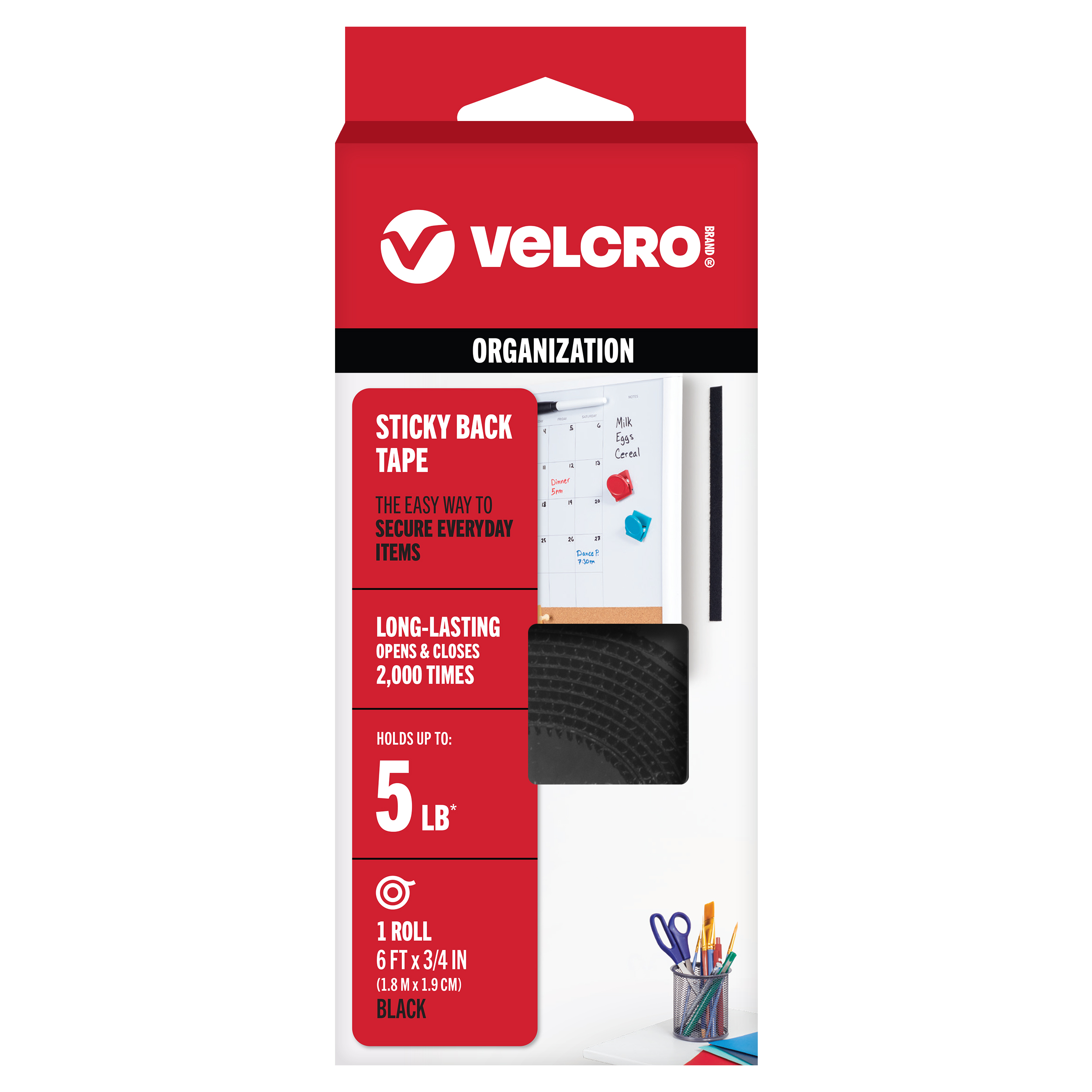 VELCRO Brand 6 Ft x 3/4 In | Sticky Back Tape Roll with Adhesive | Cut ...