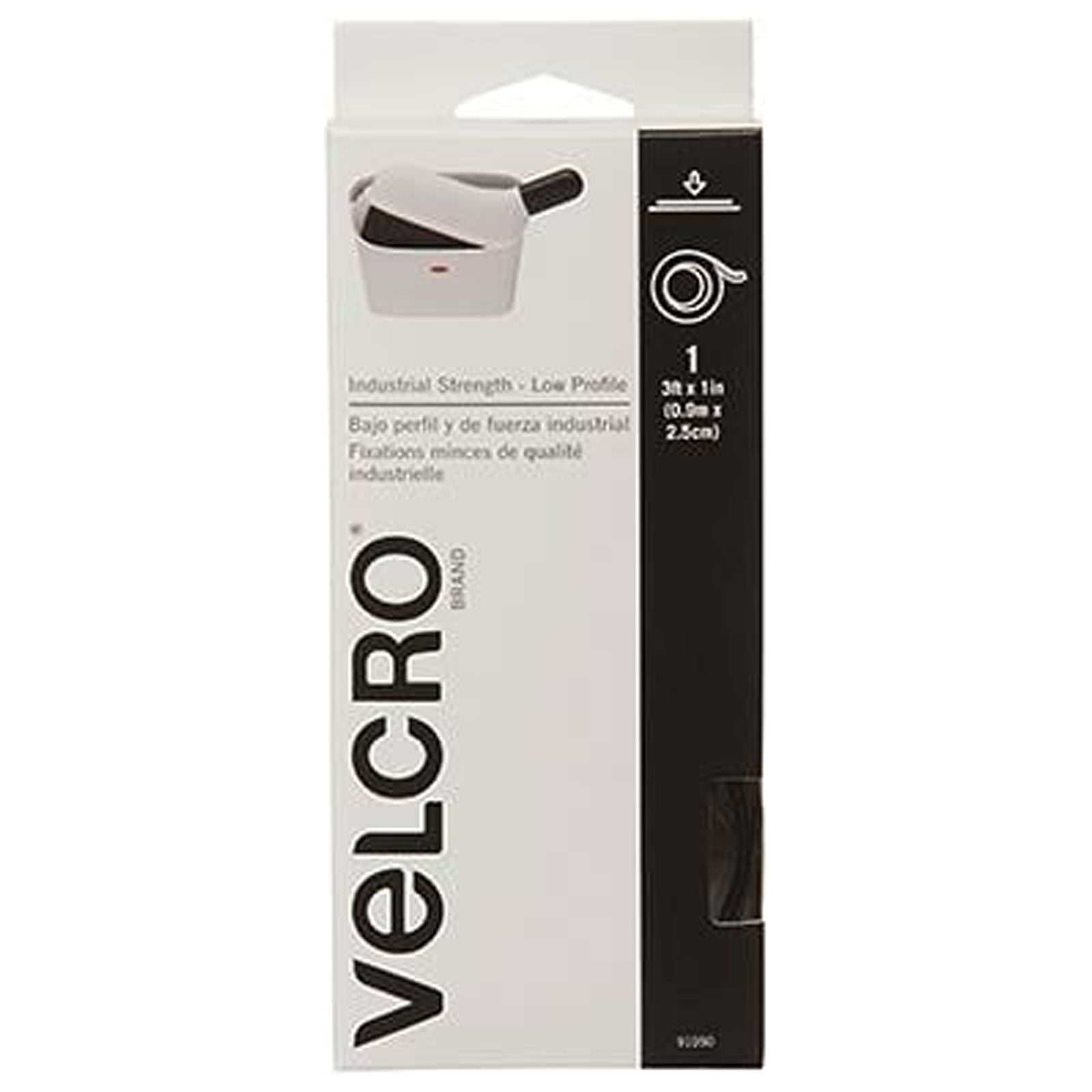 VELCRO Brand 91050 Industrial Strength Fastening Tape, Low Profile, Black, 3 Ft. x 1 In. - Quantity 5