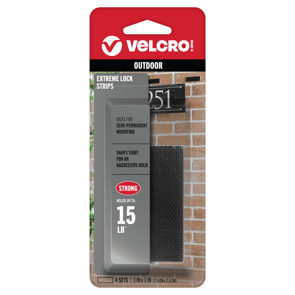 VELCRO Brand Extreme Lock Fasteners | Heavy Duty Snap-Lock Technology | Self-Engaging and Multidirectional Use | 3in x 1in Black Strips | 4 Sets