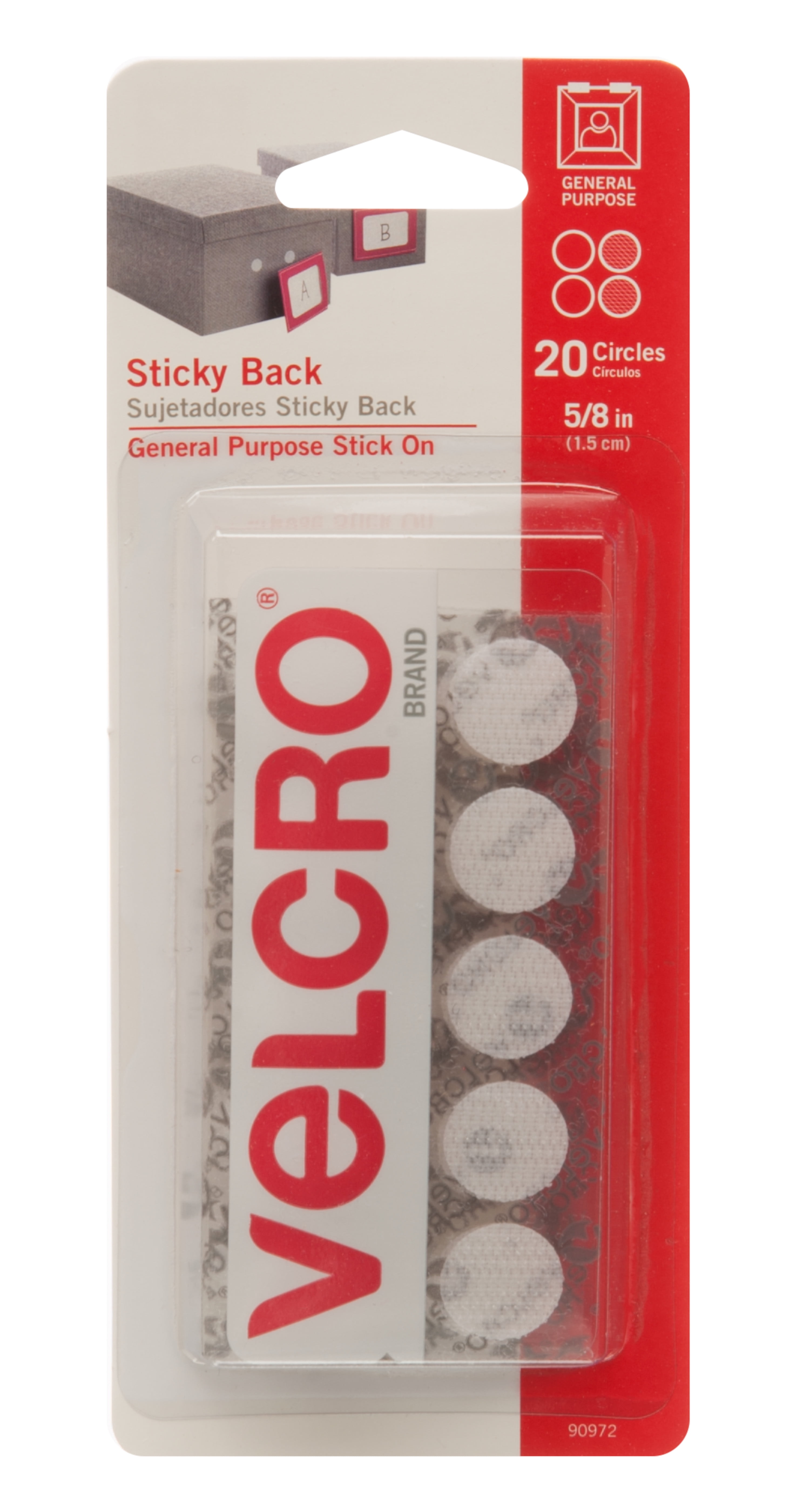 VELCRO Brand Dots with Adhesive  Sticky Back Round Hook and Loop Closures  for Organizing, Arts and Crafts, School Projects, 5/8in Circles White 20 ct  