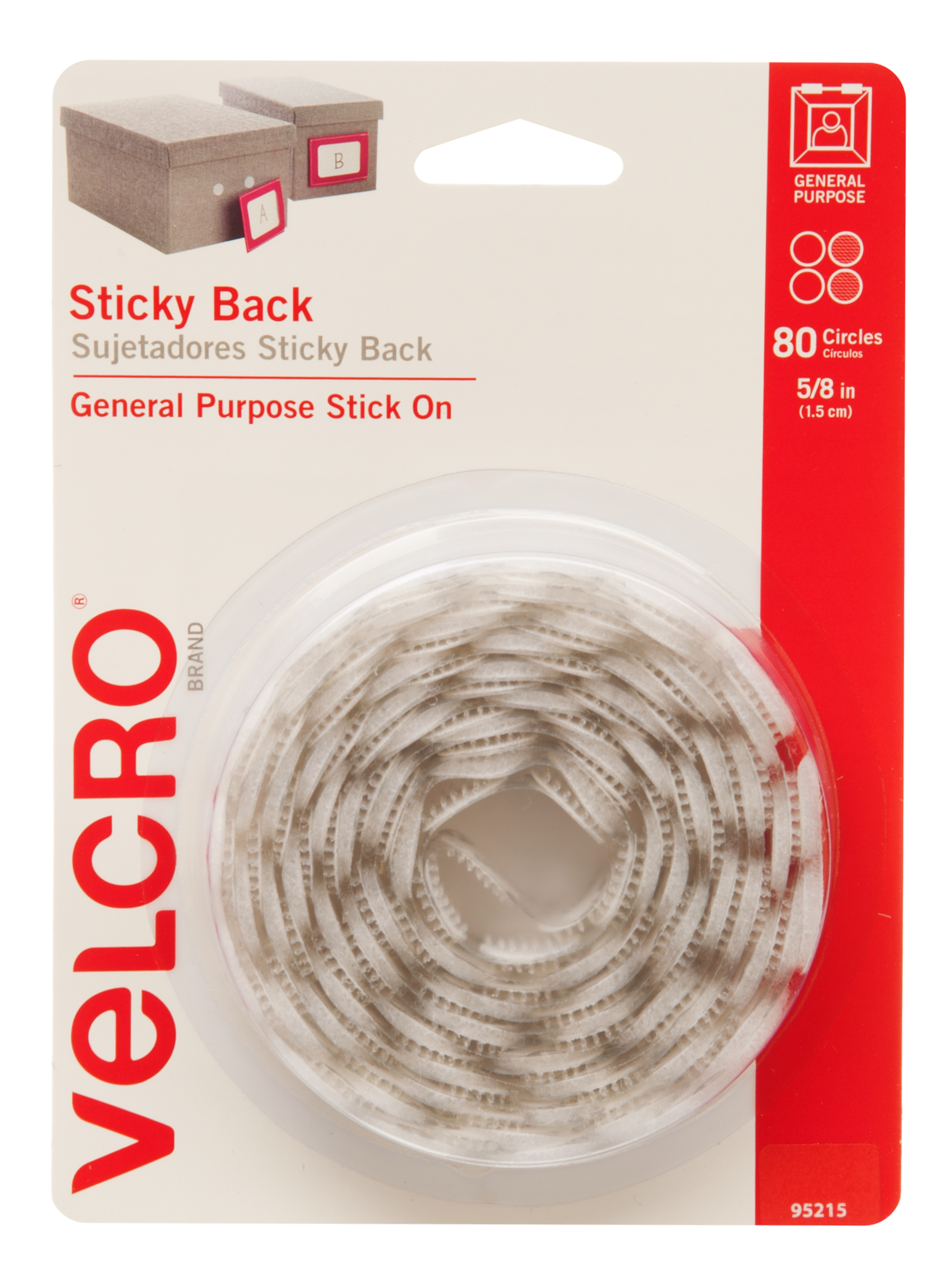 VELCRO Brand Dots with Adhesive White  Sticky Back Round Hook and Loop  Closures for Organizing, Arts and Crafts, School Projects, 5/8in Circles 80  ct 