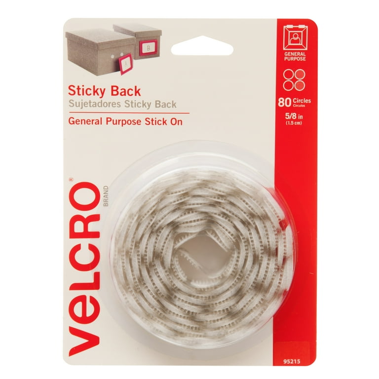 VELCRO Brand Dots with Adhesive White  Sticky Back Round Hook and Loop  Closures for Organizing, Arts and Crafts, School Projects, 5/8in Circles 80  ct 