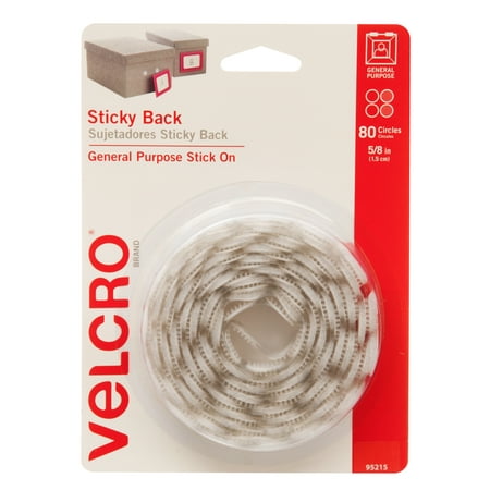 VELCRO Brand Dots with Adhesive | Sticky Back Round Hook and Loop Circles | 5/8in, 80 Pack | Arts and Crafts, School Projects, 95215W, White