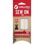VELCRO Brand ECO Collection Sew'em Fastener Tape 36in x 3/4in piece, Sustainable 70% Recycled Materials, Durable and Washable, Black