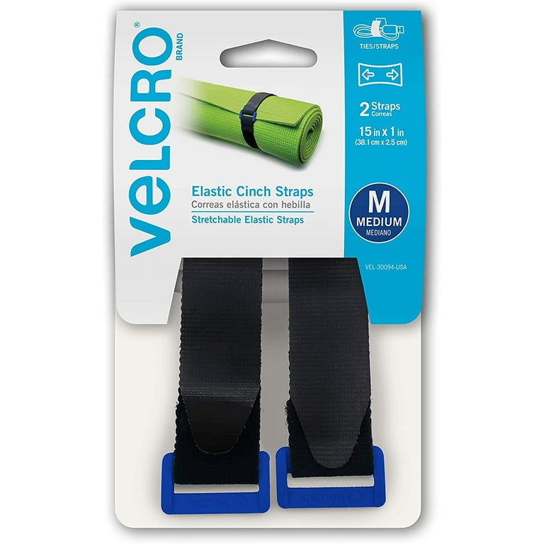 VELCRO Brand Elastic Cinch Strap 15X1 2/Pkg-Black