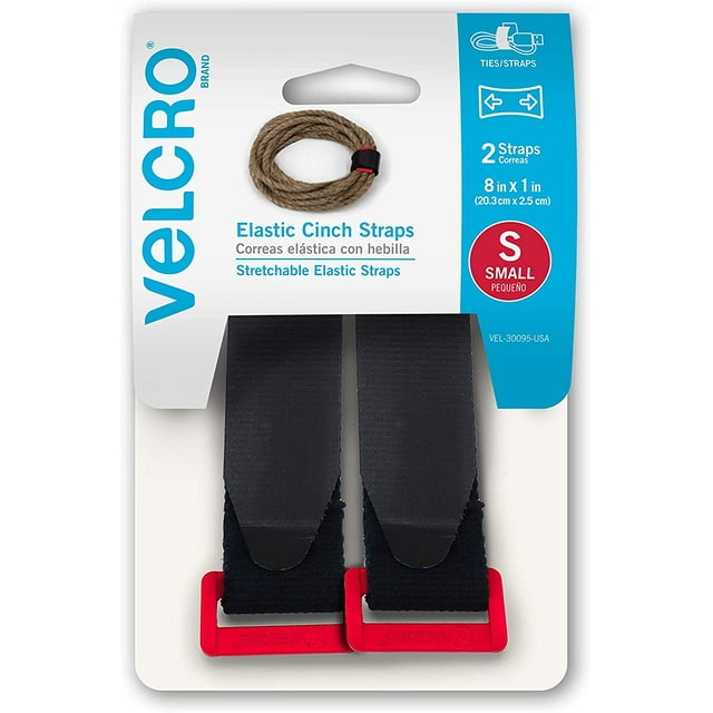 VELCRO Brand Elastic Cinch Straps with Buckle 2 Count Adjustable