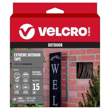 VELCRO Brand Extreme Outdoor Heavy Duty Tape Holds 15 lbs, Strong Weather Resistant, 10ftx1in Roll