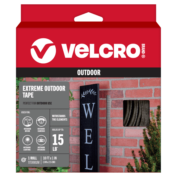 VELCRO Brand Extreme Outdoor Heavy Duty Tape Holds 15 lbs, Strong Weather Resistant, 10ftx1in Roll