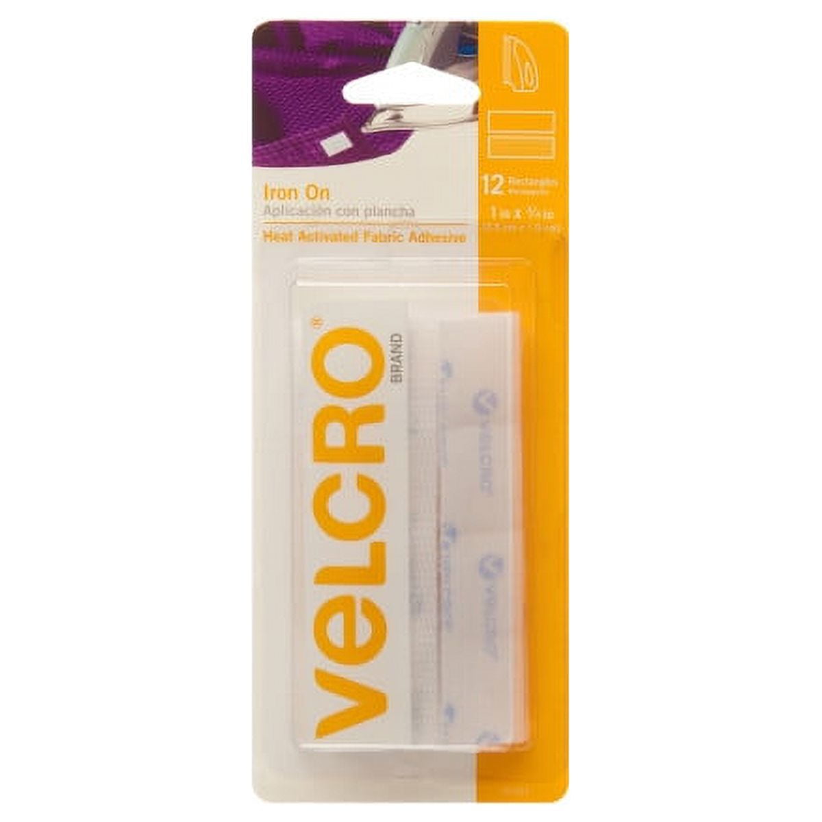 Velcro Brand Iron-On Rectangles 3/4x1 12/Pkg White
