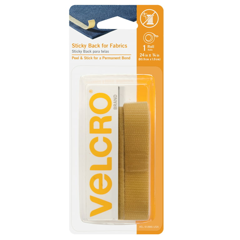 VELCRO Brand Sticky Back for Fabrics, 24 x 3/4 Tape with Adhesive, No  Sewing Needed