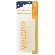 VELCRO Brand Sticky Back for Fabrics | Permanent Sticky Back Fabric Tape for Alterations and Hemming | Peel and Stick - No Sewing, Gluing, or Ironing | Pre-Cut Ovals, 1 x 3/4 inch, White - 8 Sets