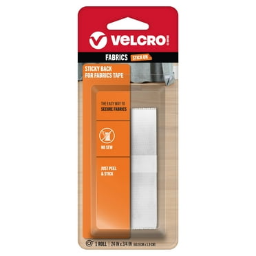 VELCRO Brand Sticky Back for Fabrics | Permanent Sticky Back Fabric Tape for Alterations and Hemming | Peel and Stick - No Sewing, Gluing, or Ironing | Cut-to-Length Roll, 24 in x 3/4, White