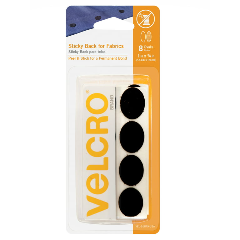 Velcro Brand Sticky Back for Fabric Ovals Black 1inX.75in