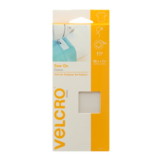 VELCRO Brand For Fabrics Sew On Fabric Tape for Alterations, No Ironing 36in x 2in Roll White