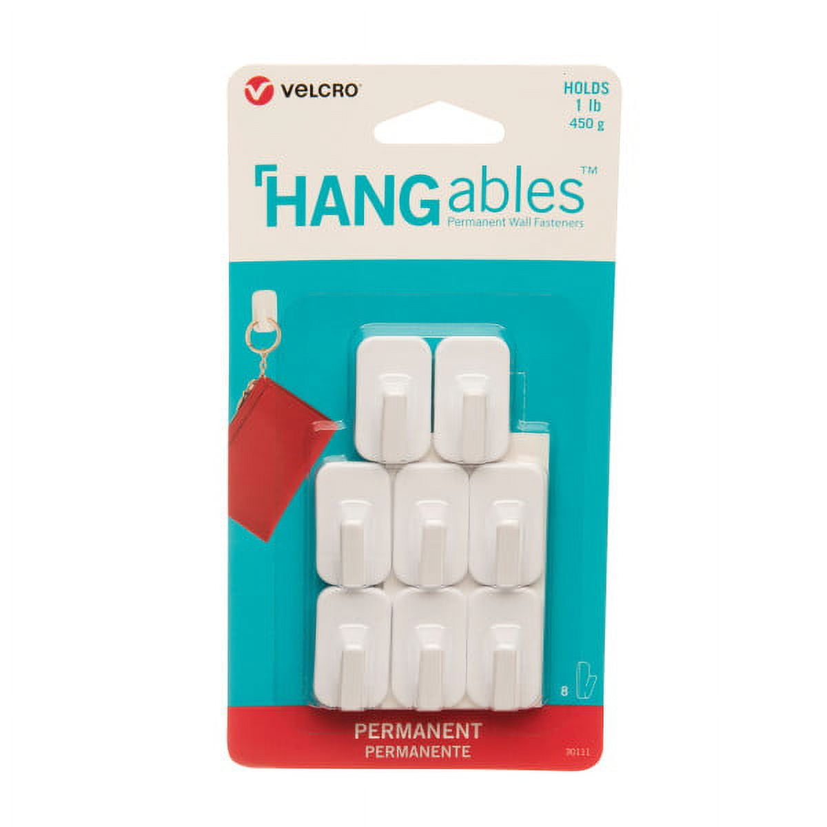 VELCRO® Brand HANGables Permanent Micro Hook 1lb. White. 8 ct