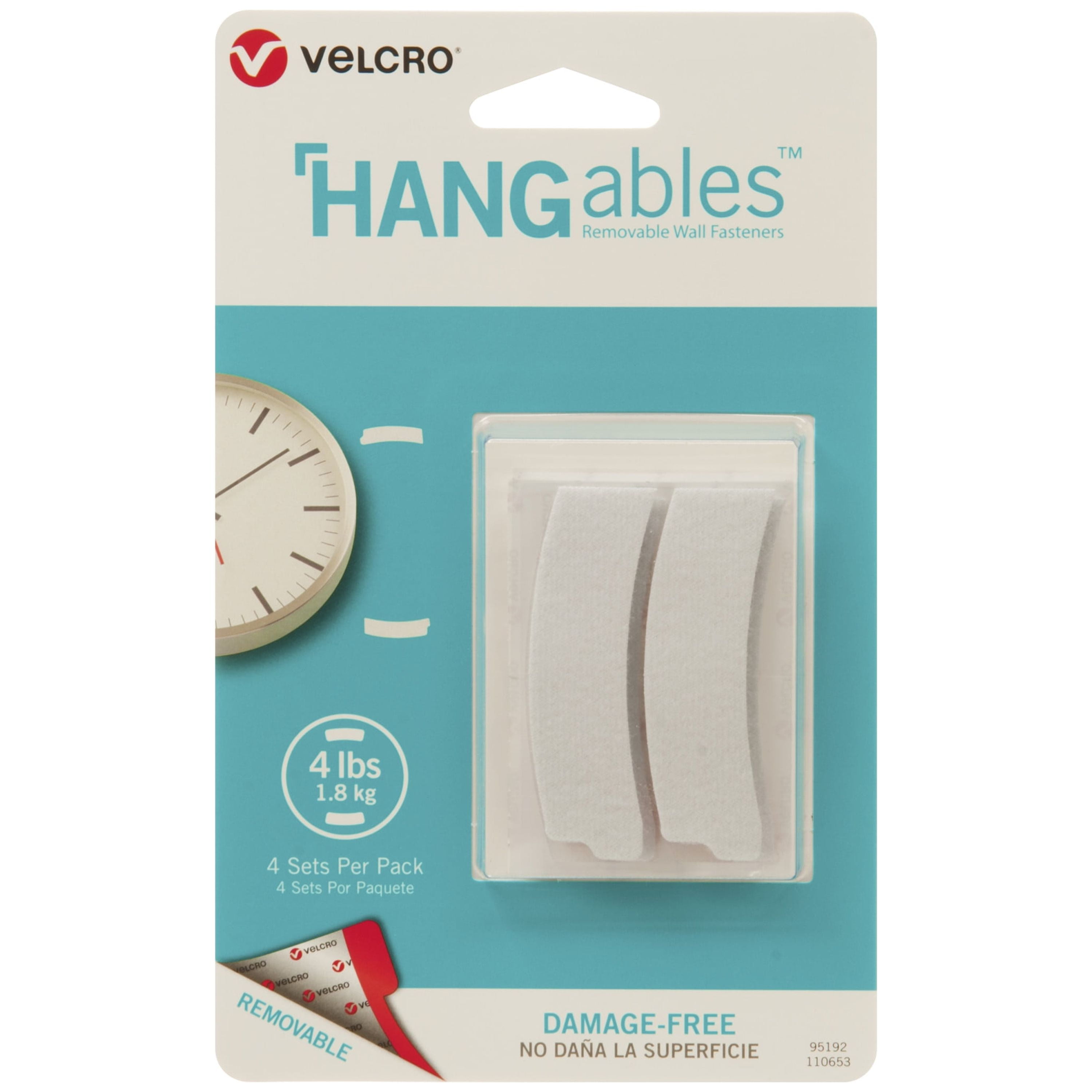VELCRO® Brand HANGables? Removable Wall Fasteners 2 1/2in Curves, White