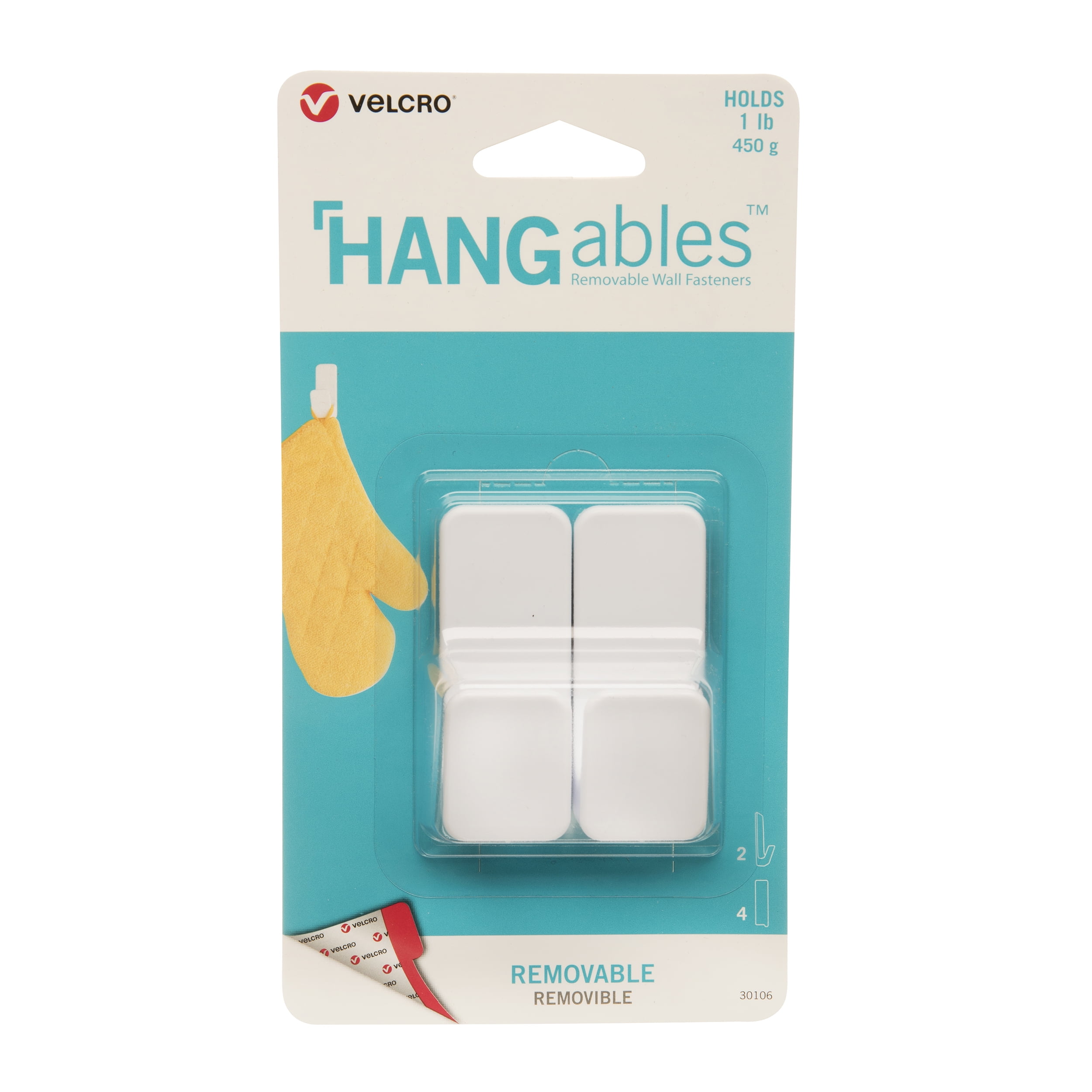 SET OF 4 STRIPS VELCRO® BRAND HANGABLES™ REMOVABLE WALL FASTENERS