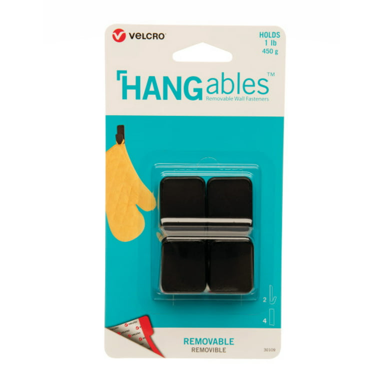 VELCRO Brand HANGables Removable Wall Hooks | Easy-to-Remove Wall Fasteners  | Damage-Free, Non-Permanent Hooks for Lightweight Items | Small, Holds 1