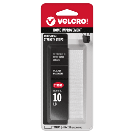VELCRO Brand Industrial Strength Hook & Loop Fasteners Stick-On Adhesive | Holds up to 10 lbs on Smooth Surfaces | Indoor Outdoor Use, Strips, 2 Sets, 9020, 4in x 2in Size (2pk)