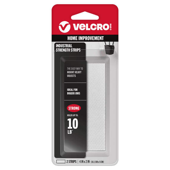 VELCRO Brand Industrial Strength Hook & Loop Fasteners Stick-On Adhesive | Holds up to 10 lbs on Smooth Surfaces | Indoor Outdoor Use, Strips, 2 Sets, 9020, 4in x 2in Size (2pk)