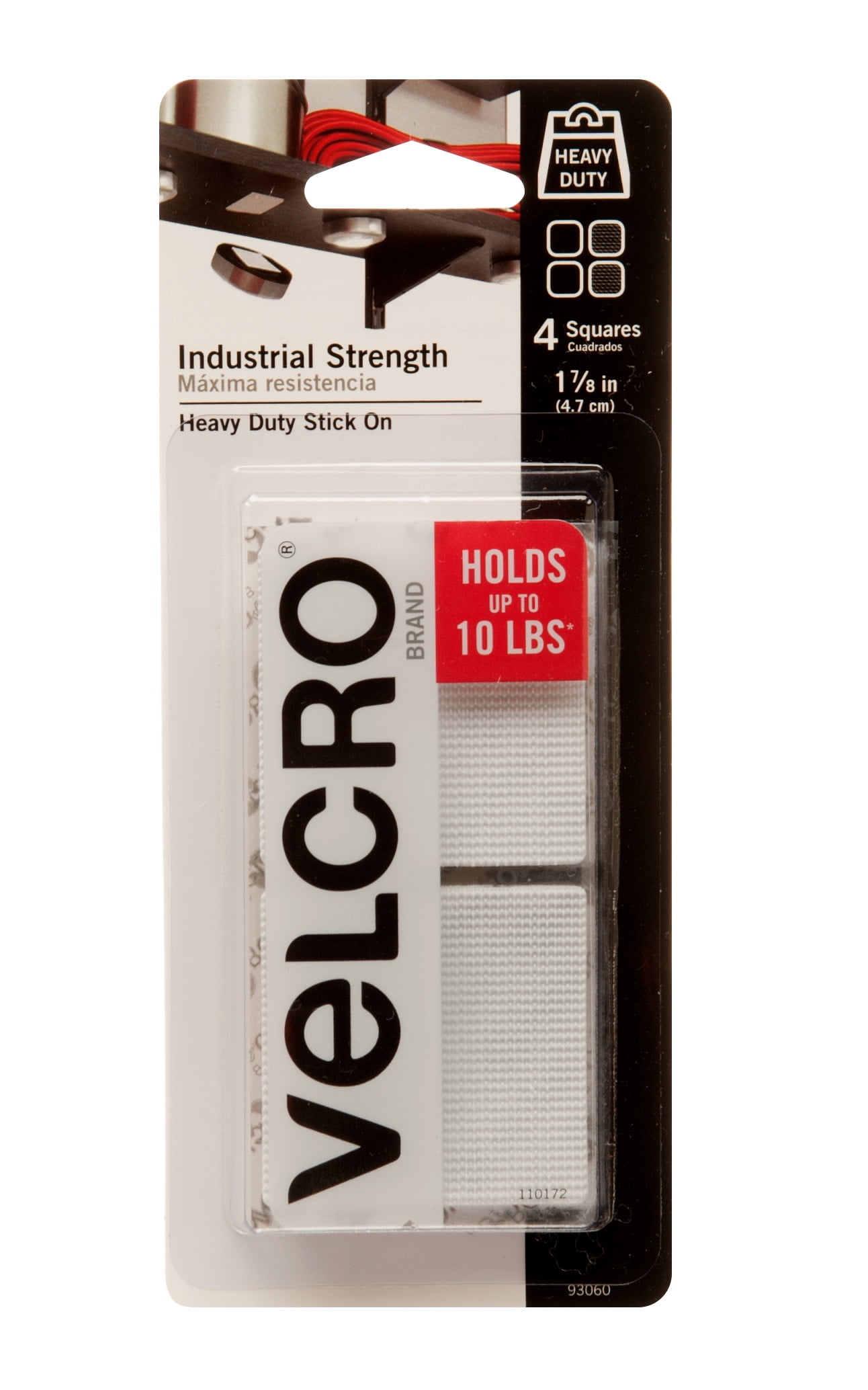 VELCRO Brand Industrial Fasteners Stick-On Adhesive Heavy Duty White  Squares 1 7/8 4 Pieces 