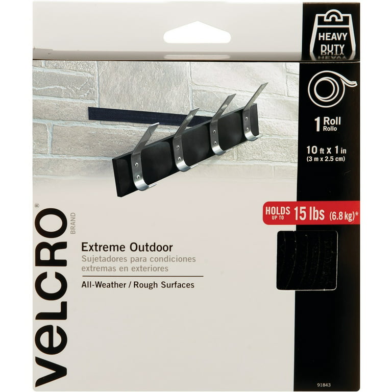 VELCRO Brand Extreme Outdoor Heavy Duty Tape | 10Ft x 1 in | Holds 15 lbs |  Titanium & 5 Ft x 3/4 in | White Tape Roll with Adhesive | Cut Strips to