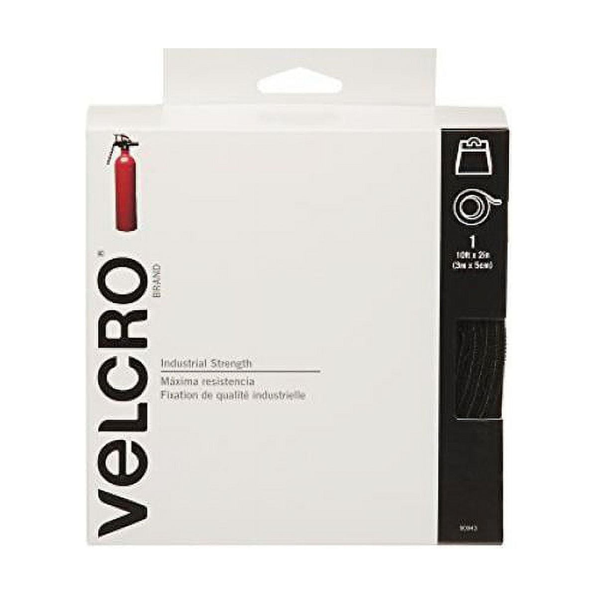 VELCRO Brand Heavy Duty Tape with Adhesive - Cut Strips to Length - Holds  10 lbs, Black - Industrial Strength Roll, Wide 10Ft x 2In - Strong Hold for