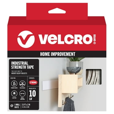VELCRO Brand Industrial Strength Tape | Indoor & Outdoor Use | Superior Holding Power on Smooth Surfaces | 15ft x 2in Tape | White
