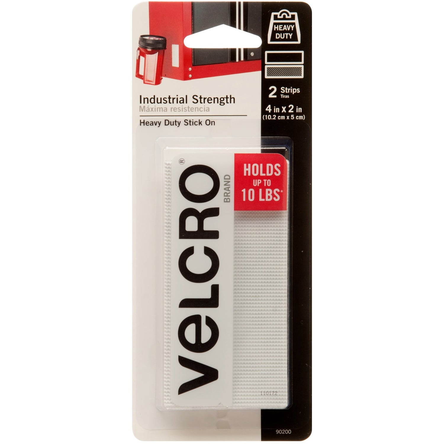 VELCRO 4 in. x 2 in. Industrial Strength Strips in Black (4-Pack