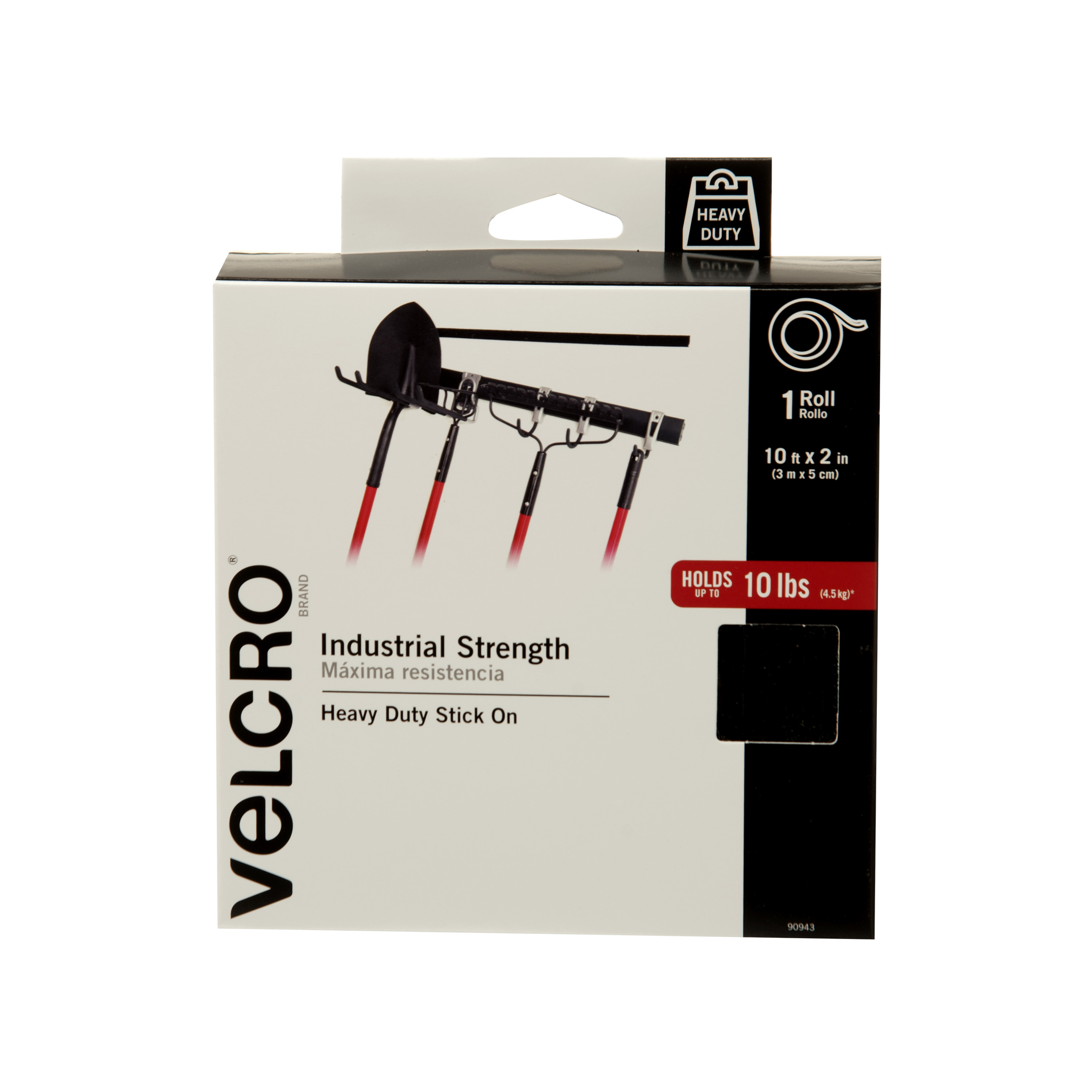 VELCRO Brand Industrial Strength, Indoor & Outdoor Use, Superior Holding Power on Smooth Surfaces 10ft x 2in Roll, Black - image 1 of 7