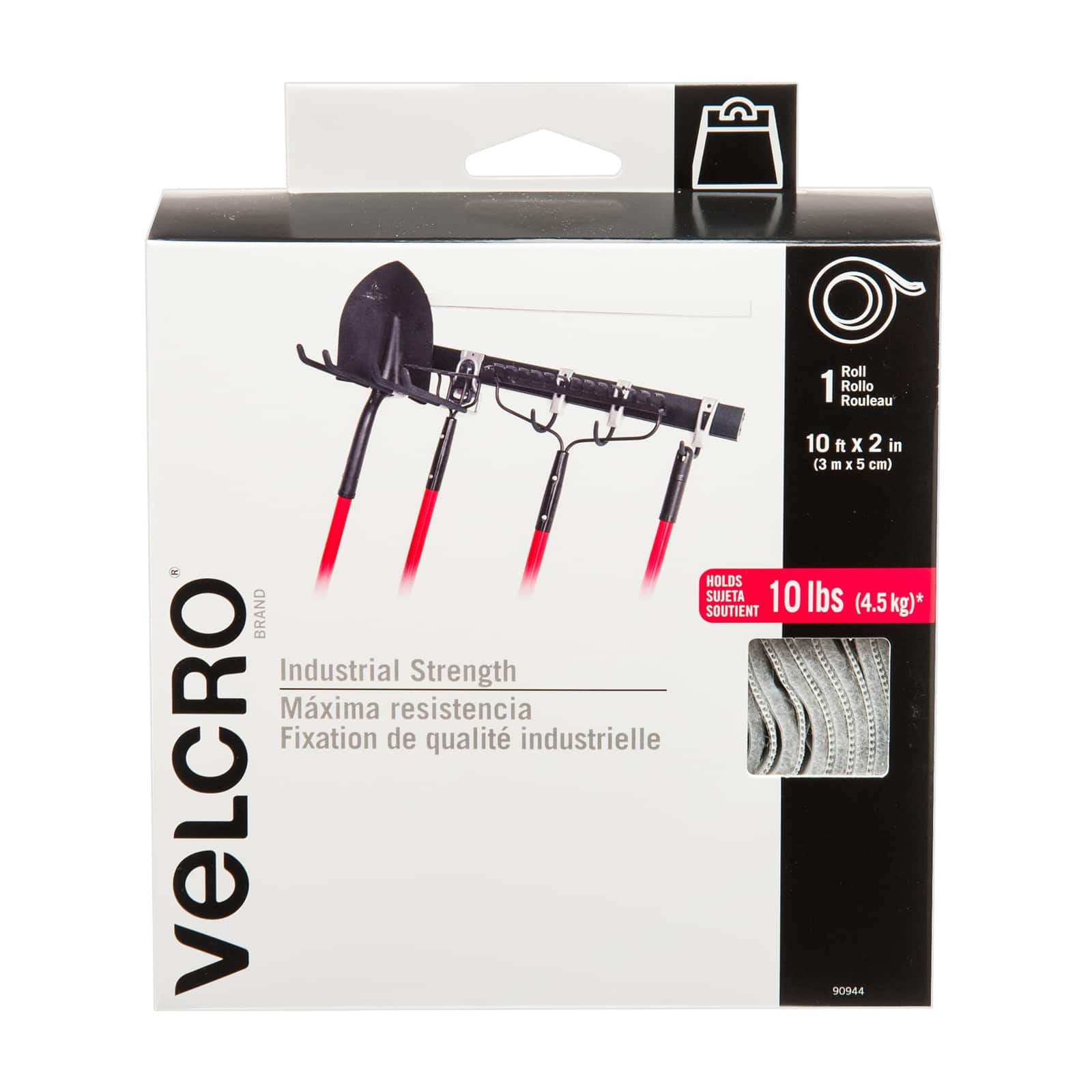  VELCRO Brand - 91100 Industrial Strength Low Profile Fasteners  – Heavy Duty Professional Hold with a Flush Surface to Surface Mount -  Holds up to 10 lbs. - 10ft x 1in Roll Tape, Black : Electronics