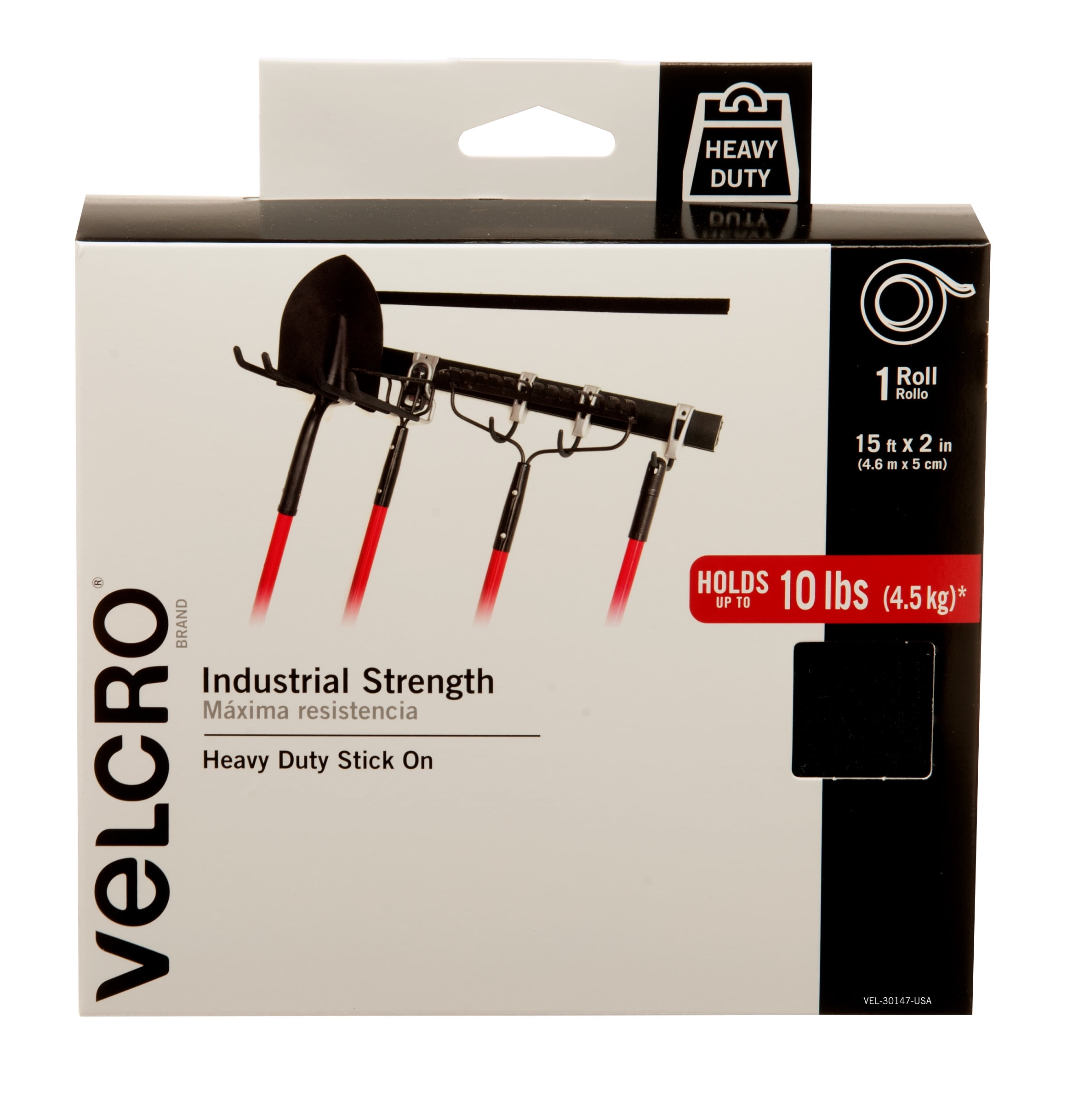 Adhesive VELCRO Brand Industrial Strength Tape Strips Heavy Duty Black 4x2  4 Set