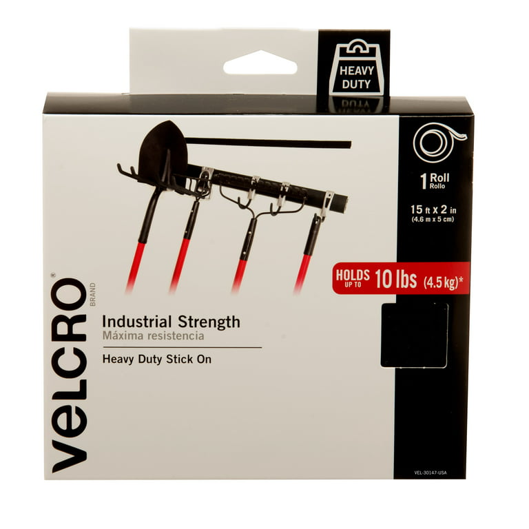 VELCRO Brand Industrial Strength, Indoor & Outdoor Use, Superior Holding  Power on Smooth Surfaces, Black, 15' x 2 Roll (30147)