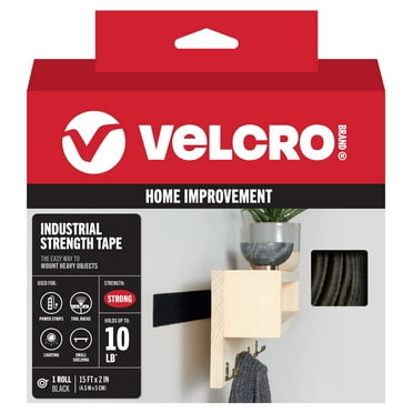 VELCRO Brand Industrial Strength Tape | Indoor & Outdoor Use | Superior Holding Power on Smooth Surfaces | 15ft x 2in Tape | Black