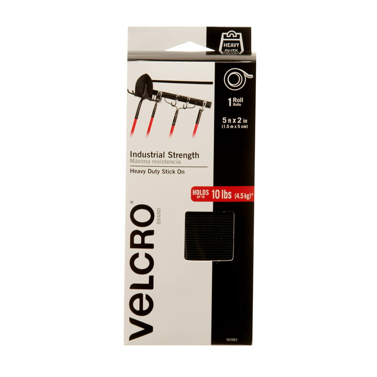 VELCRO Brand Industrial Strength, Indoor & Outdoor Use, Superior Holding  Power on Smooth Surfaces, Black, 5' x 2 Roll (90982)