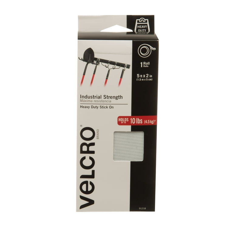 VELCRO Brand Industrial Strength, Indoor & Outdoor Use, Superior Holding  Power on Smooth Surfaces, White, 5' x 2 Roll (91218) 